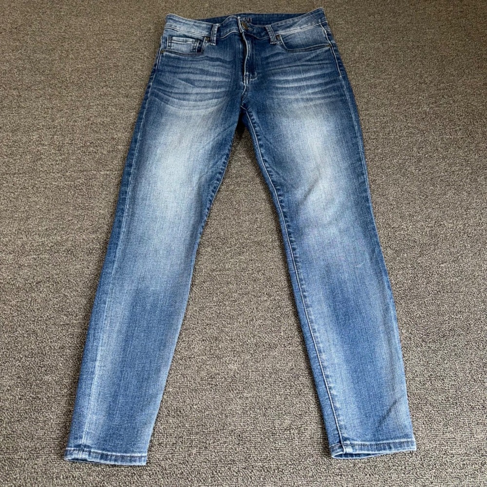 Kut from the Kloth High Rise Toothpick Skinny Jeans Blue Denim 4P Petite Boho